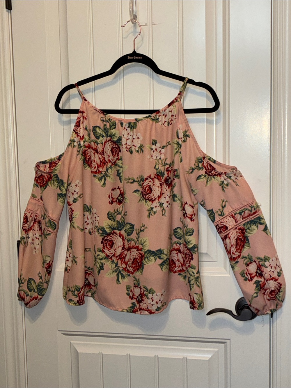 Forever 21 L Pink Floral Cold-Shoulder Camisole - Picture 3 of 15